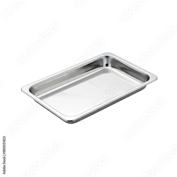Fototapeta Rectangular Stainless Steel Food Pan for Catering and Buffet Service Isolated on Transparent Background Macro Studio Shot