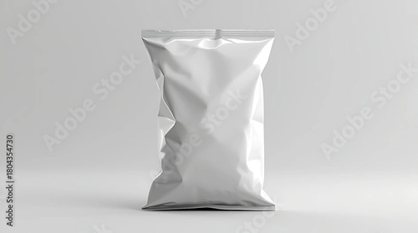 Fototapeta chips, snacks, candy , A white empty snack bag for food packaging , Blank white food pouch