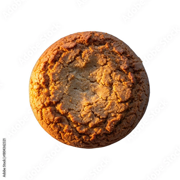 Fototapeta Round Ginger Snap Cookie with Crinkled Texture and Sugar Sprinkles Lit by Warm Sunlight Isolated on Black Background Studio Shot