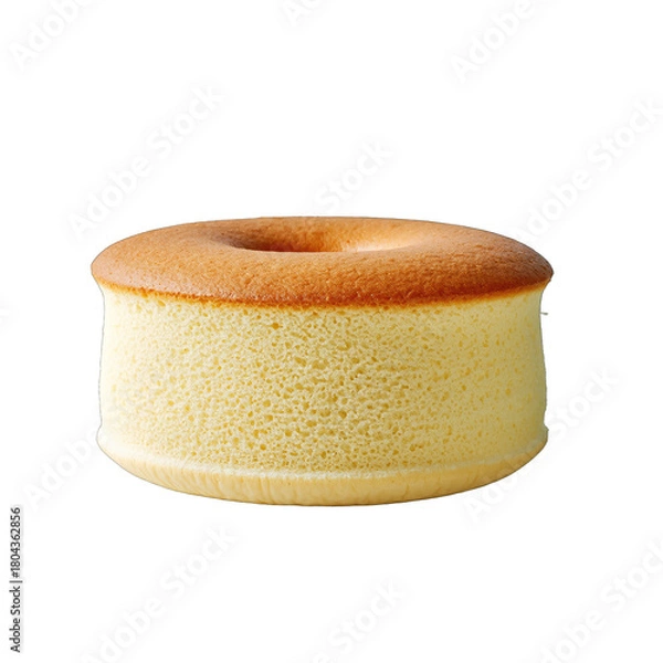 Fototapeta Round Golden Chiffon Cake with Soft Texture Isolated on Transparent Background Highlighting Delicate Crumb Structure and Light Brown Top Crust