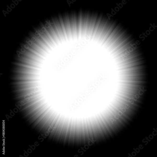 Fototapeta "Abstract Radiant Light Burst on Black Background – Celestial Glow and Energy Concept"