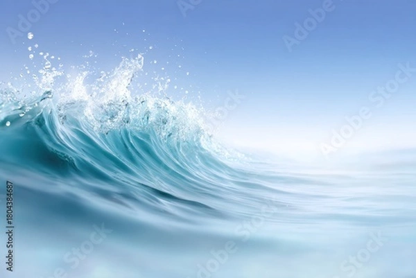 Obraz Ocean Wave: A powerful ocean wave crests, its crystalline form illuminated against a clear, azure sky, showcasing nature's raw and dynamic energy. 