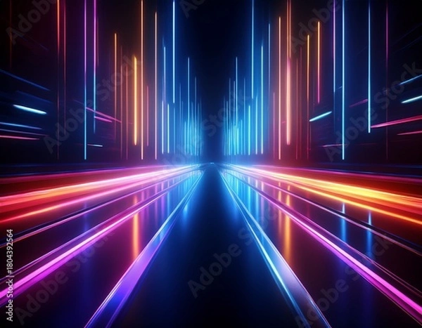 Obraz dark background neon reflections blurred lights glowing softly against black creating atmospheric mysterious cinematic futuristic abstract moody glowing luminous vibrant colorful dreamy