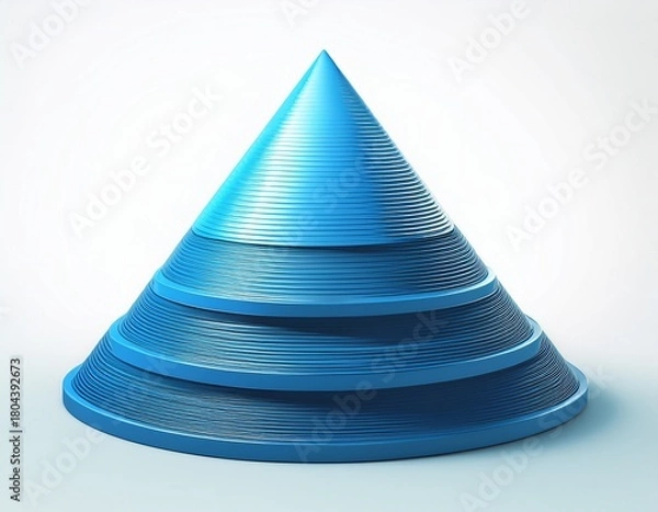 Obraz geometric blue pyramid or funnel with four layers for business concepts isolated on white background