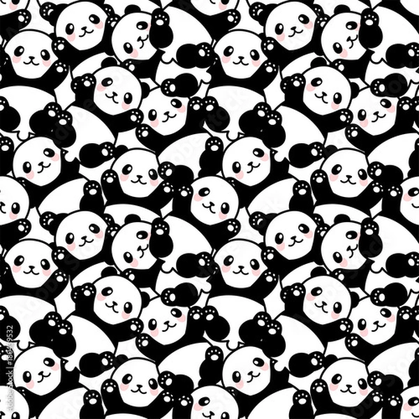 Obraz Ładny wzór Panda, ilustracji wektorowych