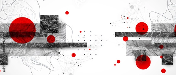 Fototapeta Abstract background. Modern science art elements. Wireframe surface illustration.