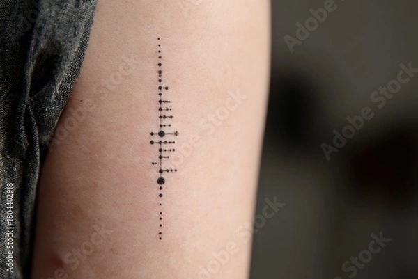 Fototapeta Tattooed Metronome: Vertical Rib Design with Clean Tempo Dots on Skin