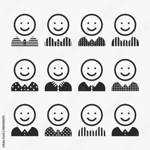 Obraz A collection of cartoon faces with different hairstyles and facial features.