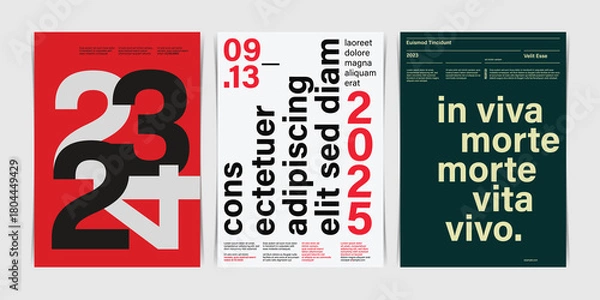 Obraz Bold Swiss Typographic Poster Set. Vector Illustration