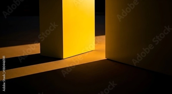 Fototapeta Abstract Minimalist Composition of Yellow Geometric Shapes and Shadows