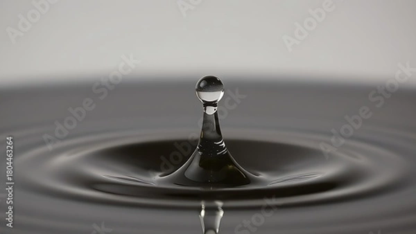Fototapeta shrinkage. A single water droplet shrinking on a hot surface just before it vanishes. STEM education sheets, lab safety posters, designed for biotech research communications.