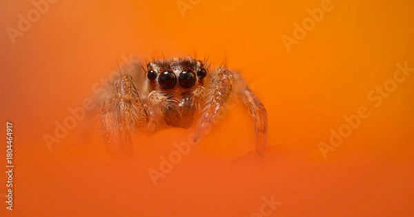 Fototapeta An aesthetically pleasing and impressive close-up photo of a spider. Spider species; Jumping spider. Natural background.