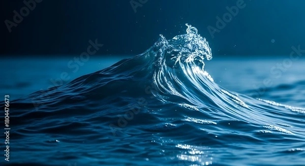 Fototapeta Dynamic Wave Crest Capturing the Energy of the Ocean with Splashing Water