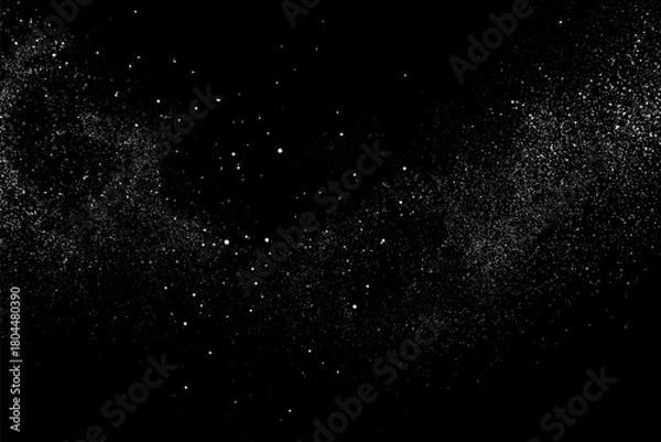 Fototapeta Distressed white grainy texture. Dust overlay textured. Grain noise particles. Snow effects pack. Rusted black background. Vector illustration, EPS 10. 