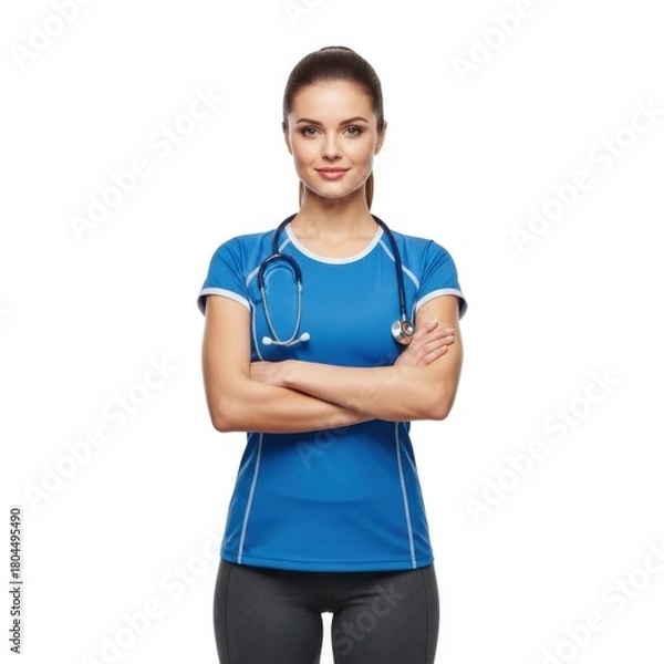 Obraz Doctor with stethoscope isolated on white background