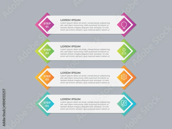 Obraz Vector infographic label template with icons. 4options or steps. Infographics for business concept. Can be used for info graphics, flow charts, presentations, web sites, banners, printed materials.