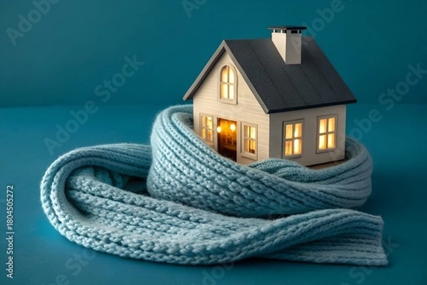 Obraz 3d house model icon on black background