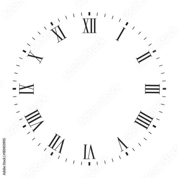 Obraz Vector clock face blank with roman numerals