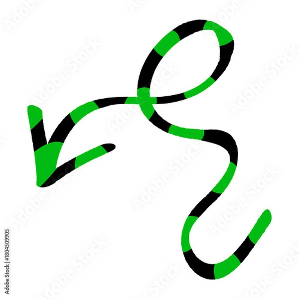 Fototapeta Dynamic abstract arrow shape in bold black and vibrant green stripes pointing towards action and progress