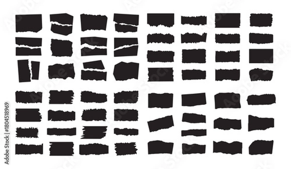 Obraz Torn paper edge textures and grunge square shapes silhouette bundle