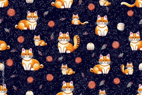 Fototapeta seamless pattern cute cat sitting design wallpapper