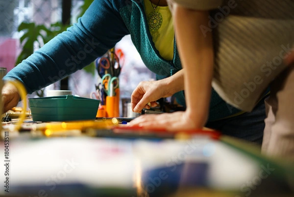 Obraz Making stained glass during artistic workshop. 