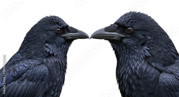 Fototapeta Pair of Ravens Facing Each Other in CloseUp 1.