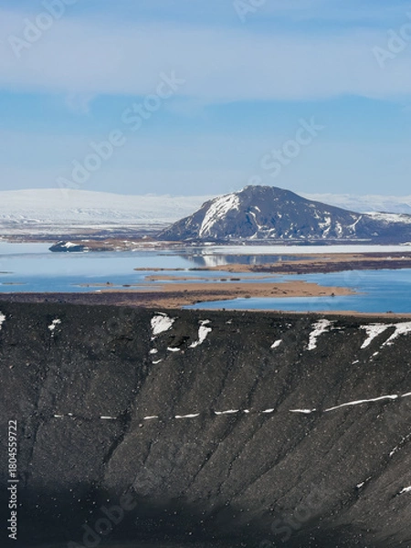 Obraz View of the circular crater of the Hverfjall volcano