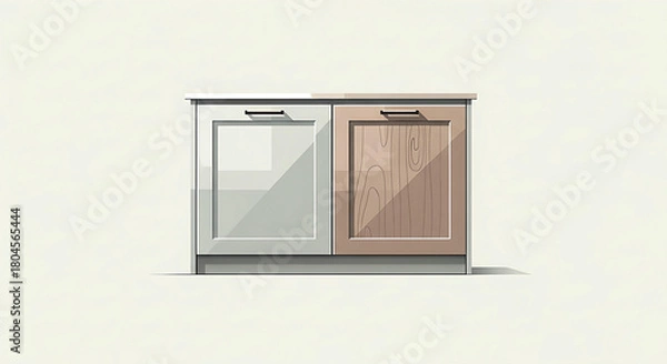 Obraz Minimalist kitchen cabinets with modern handles on neutral background