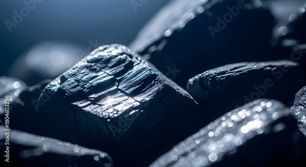 Obraz Capture the essence of natural resources with this captivating close-up of coal, perfect for illustrating energy, industry, and environmental themes today.