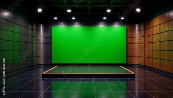 Obraz Green screen studio with professional lighting