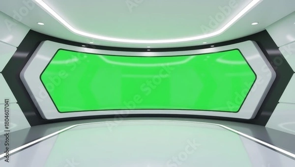 Fototapeta Futuristic control room green screen display