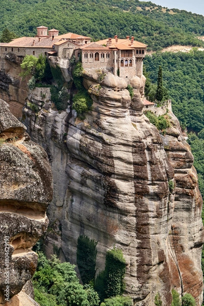 Fototapeta Orthodox, historic monastery on top of a rock in Meteora