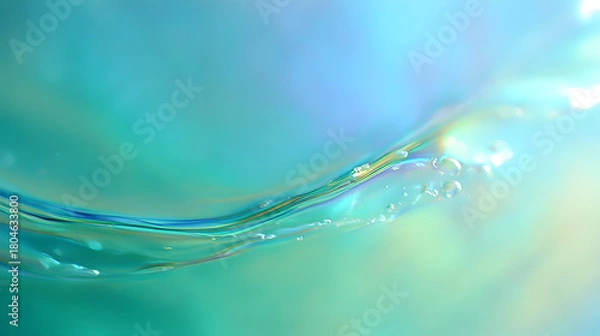Fototapeta Abstract Aqua Serenity: A fluid, ethereal artwork showcases the graceful dance of water, its undulating forms, and the soft embrace of light, creating a sense of peace and tranquility.