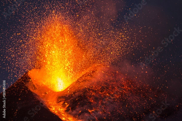 Obraz Eruption of Etna Volcano in Sicily,Italy