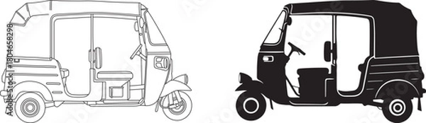 Fototapeta CNG auto rickshaw vector set design.