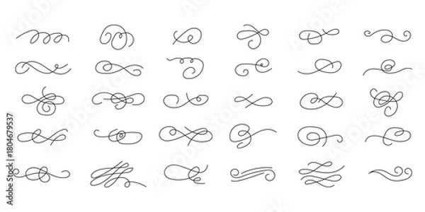 Fototapeta Line flourish swirl icon vector. Elegant decorative calligraphic cursive accents and swirly filigree elements symbol. vector illustration.