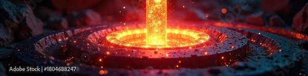 Fototapeta Glowing Plasma Contained A Futuristic Nuclear Fusion Reactor Generating Clean Energy