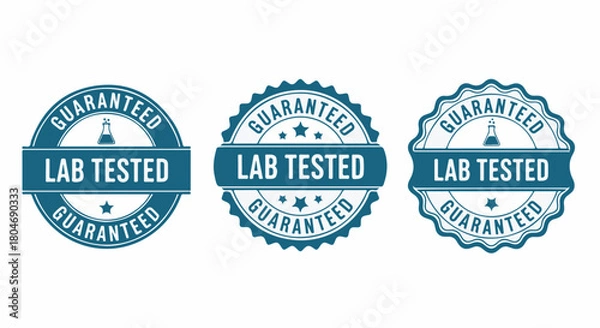 Fototapeta Set of Lab Tested Guaranteed certification stamp seals and badges on white background