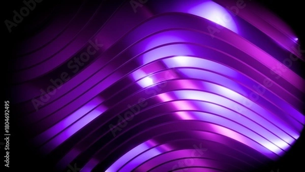 Obraz Abstract purple Glossy Curved Stripes Background, Futuristic Digital Data Stream and High-Speed Technology Concept, artificial intelligence, fractal glass