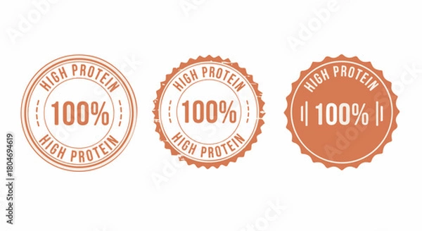 Fototapeta High Protein 100 percent seal stamp badge vector set isolated on white background