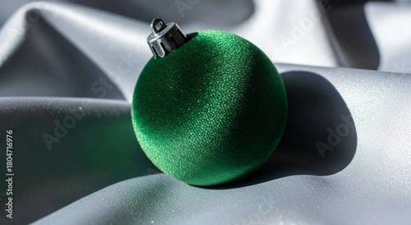 Obraz Green Christmas ornament on a white surface.