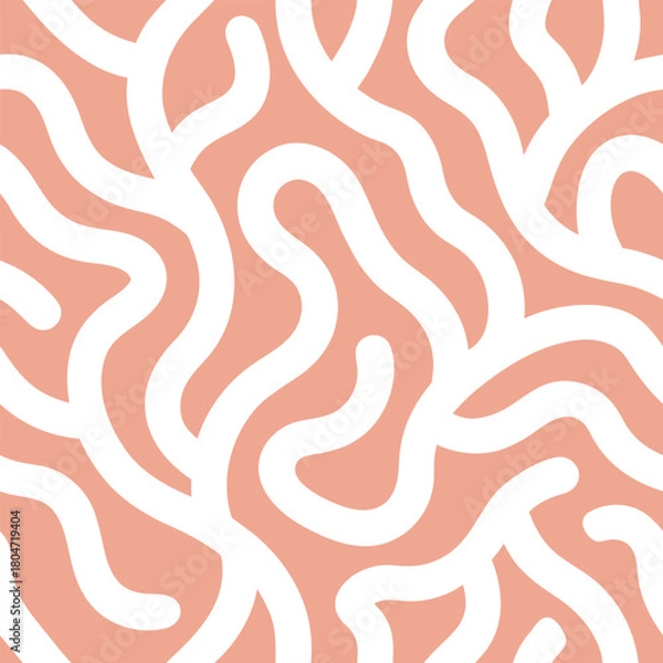 Fototapeta Artistic coral inspired lines weaving gracefully into abstract flow Seamless Pattern Design
