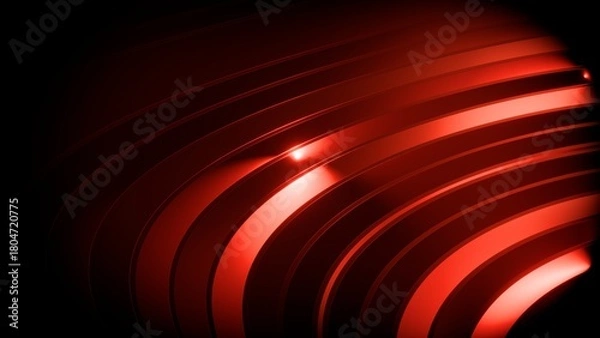 Fototapeta Gradient glass,Futuristic red Metallic 3D Wavy Lines Abstract Background, High-Tech Artificial Intelligence and Digital Data Flow Concept