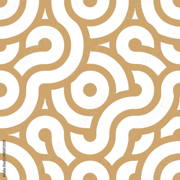 Fototapeta Curved pipe like outlines interlocking into smooth interconnected flow Seamless Pattern Design
