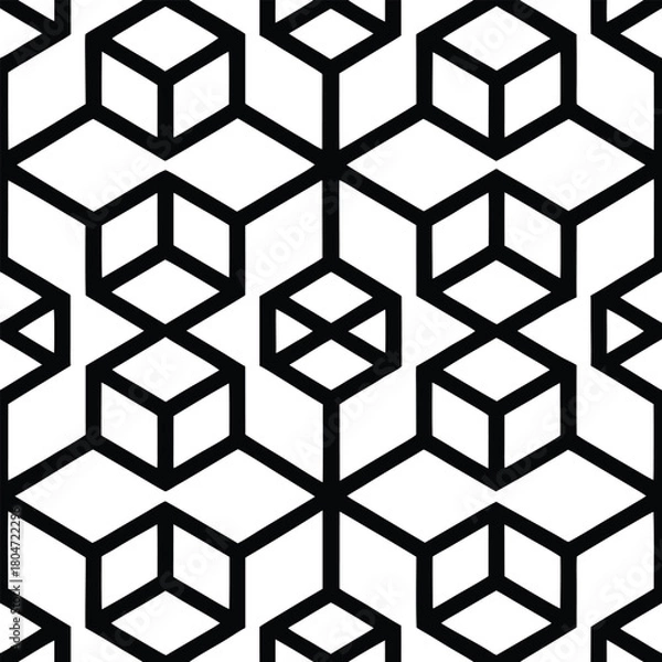 Fototapeta Geometric hexagon outlines forming structured repeating harmony Seamless Pattern Design
