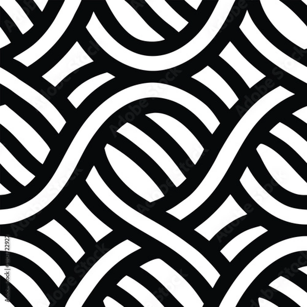 Fototapeta Interwoven rope like outlines forming continuous smooth structure Seamless Pattern Design

