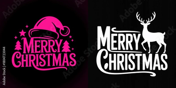 Fototapeta Merry Christmas greeting design with festive elements and colors