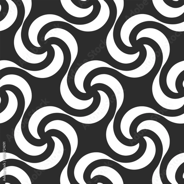Fototapeta Organic wave cluster shapes arranged into rhythmic inspired motion Seamless Pattern Design
