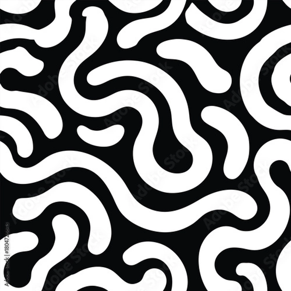 Fototapeta Soft drifting thin squiggle lines forming relaxed fluid movement Seamless Pattern Design
